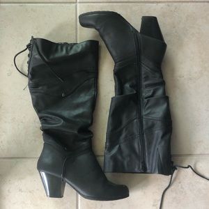 Black Faux Leather boots with Heel